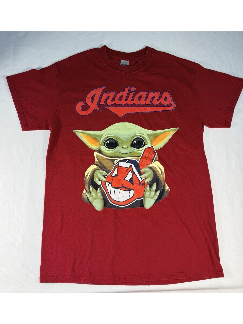Cleveland Indians Shirt Men’s Medium Red Baby Yoda Chief Star Wars